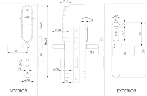 Dimensiones de Cerradura WiFi